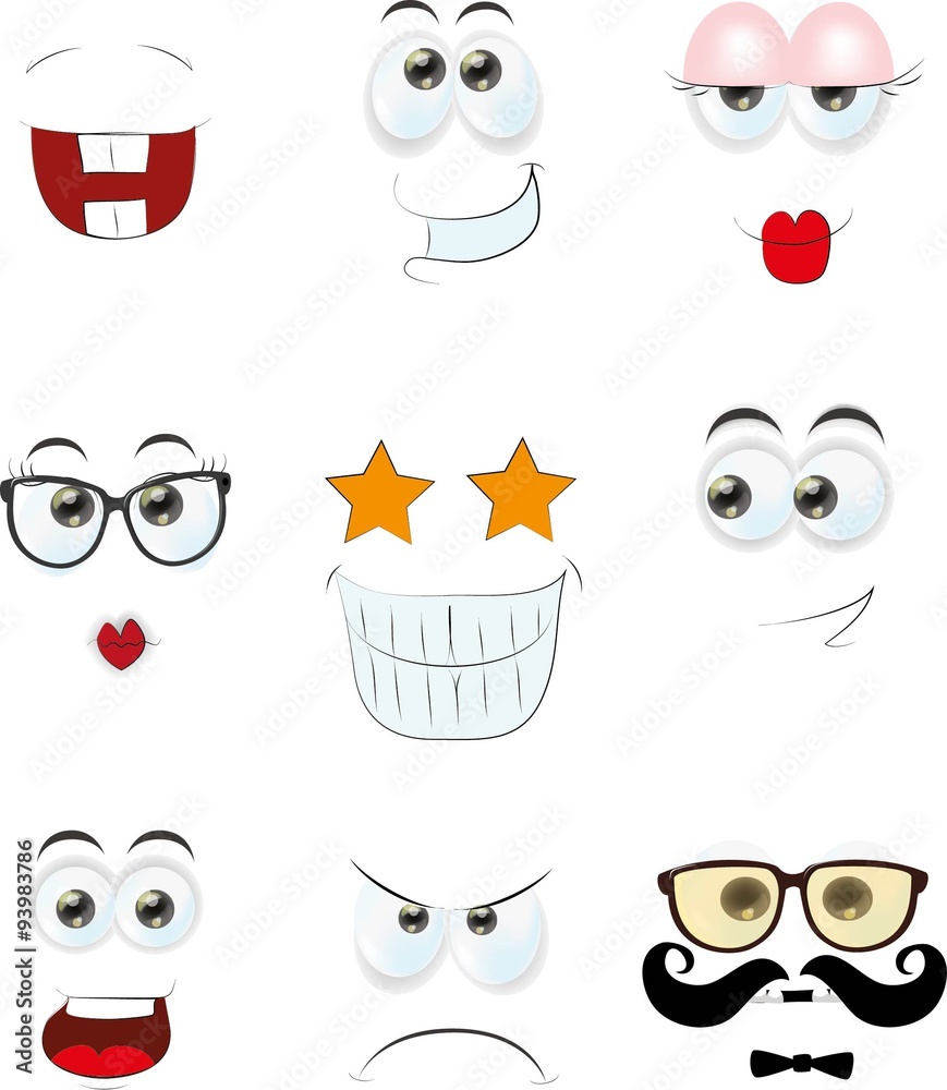 Set of cartoon faces with different emotions Set of cartoon faces with different emotions