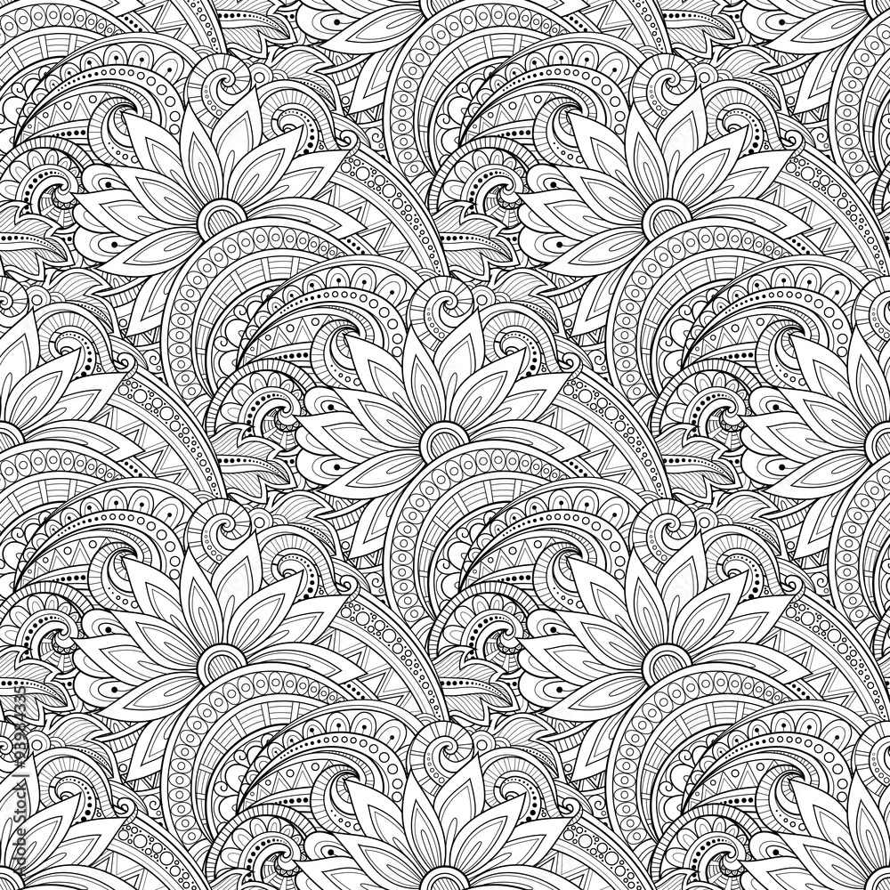 Vector Seamless Monochrome Floral Pattern Vector Seamless Monochrome Floral Pattern