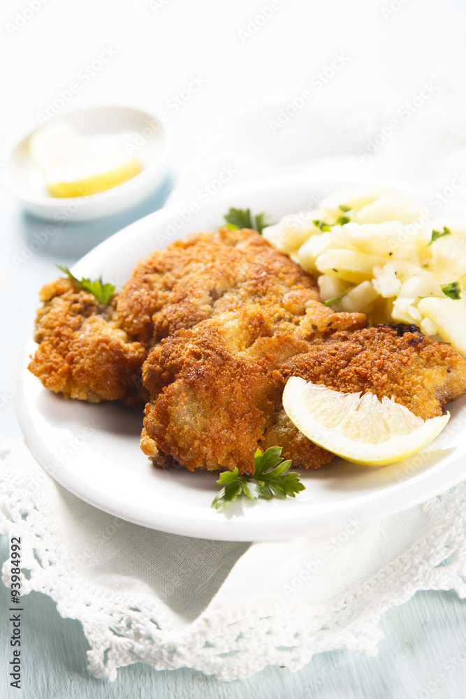 Wiener schnitzel with potato salad Wiener schnitzel with potato salad