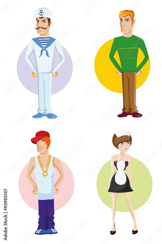 Cartoon vector characters of different professions 