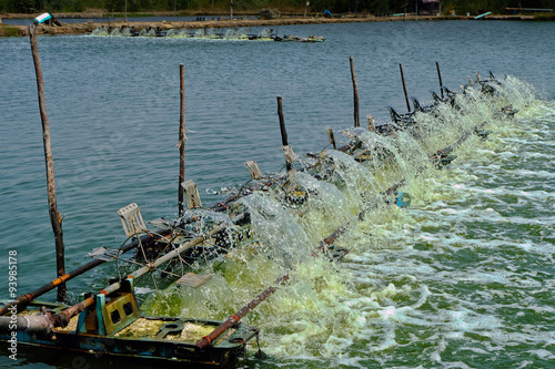 water turbine produce oxygen for shrimp farm