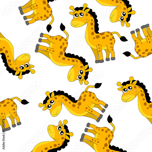 Seamless background with giraffes