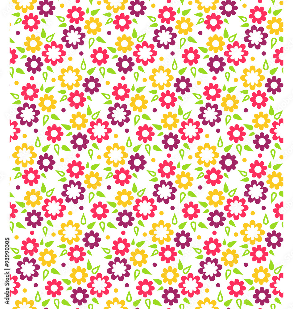 Bright Fun Abstract Seamless Pattern with Flowers Bright Fun Abstract Seamless Pattern with Flowers