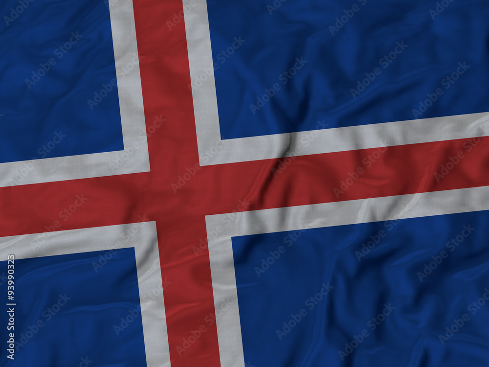 Fototapeta premium Closeup of ruffled Iceland flag