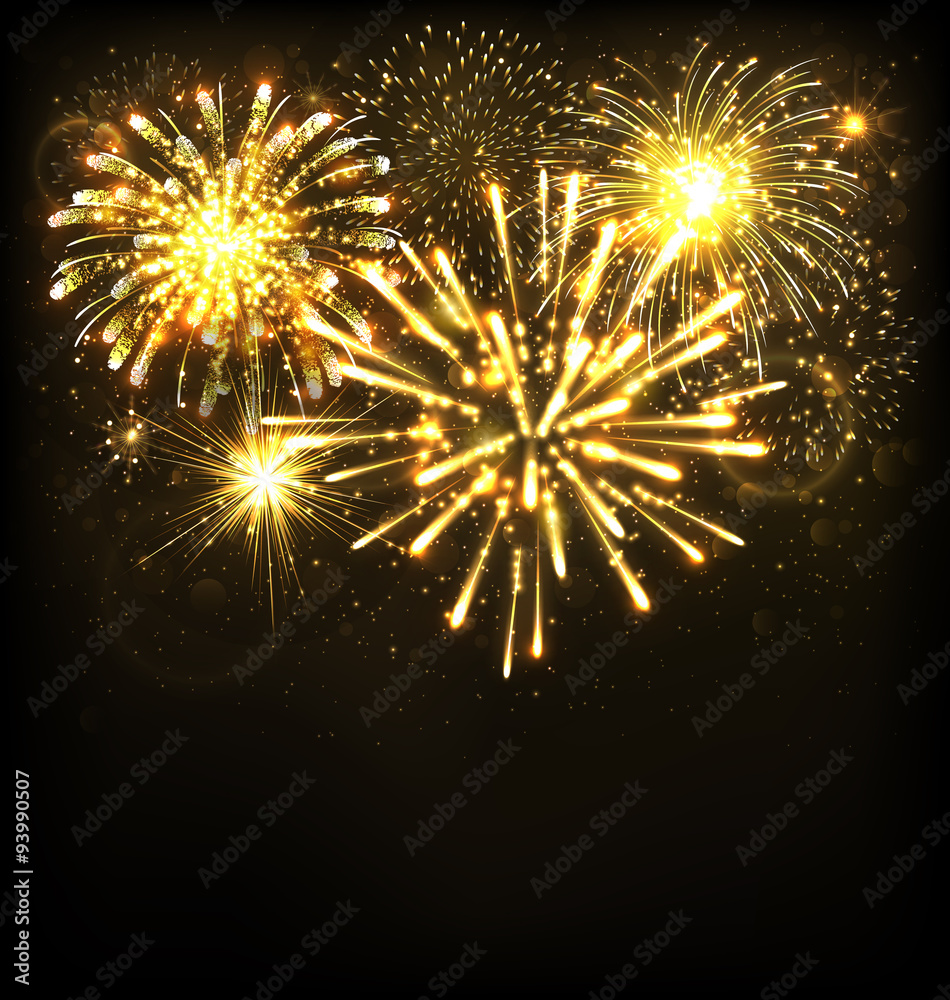 Obraz premium Festive Firework Salute Burst on Black Background