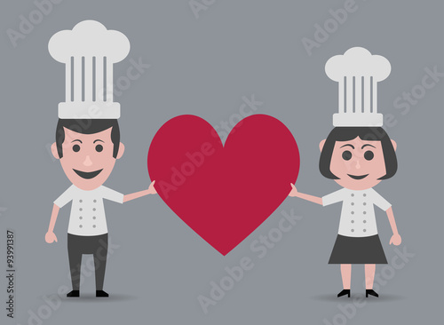 couple chef creating new recipes with love