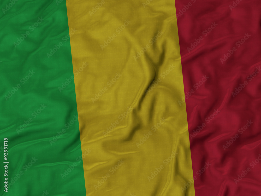 Obraz premium Closeup of ruffled Mali flag,Ruffled flag background.