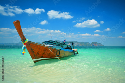 Longtale boats at the beautiful beach, Krabi, Thailand © eranda