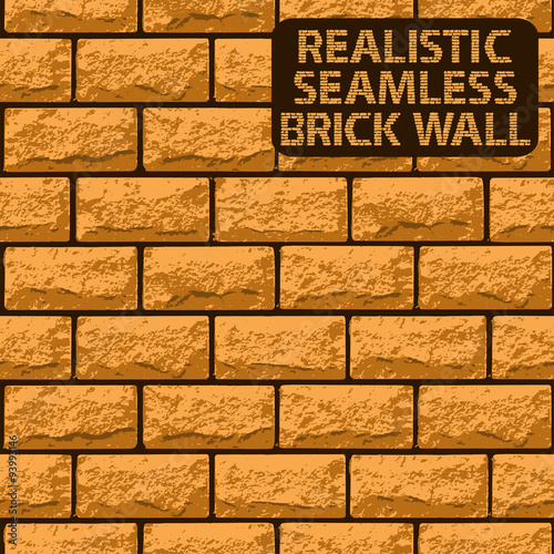 Vector realistic seamless texture of orange brick wall. Vector illustration