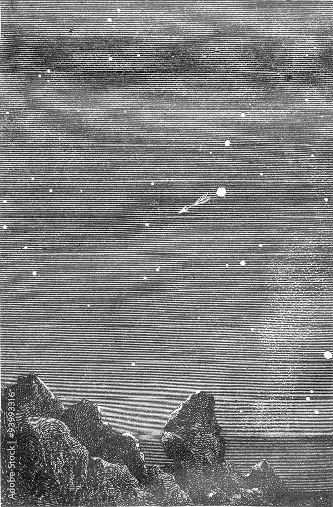 Fototapeta premium Earth from Venus, vintage engraving.