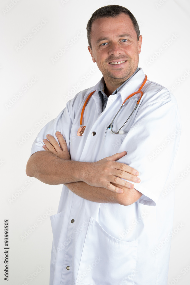 Male doctor with stethoscope and arms crossed Male doctor with stethoscope and arms crossed
