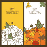 Set of vector autumn holiday banner backgrounds. Hand drawn dood