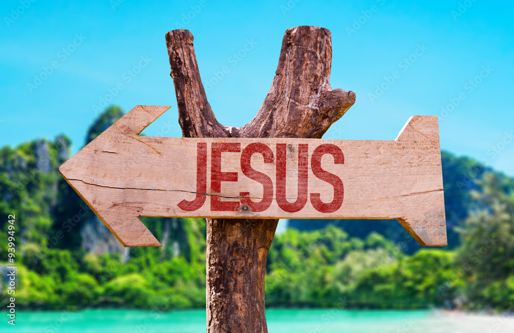 Jesus arrow with beach background