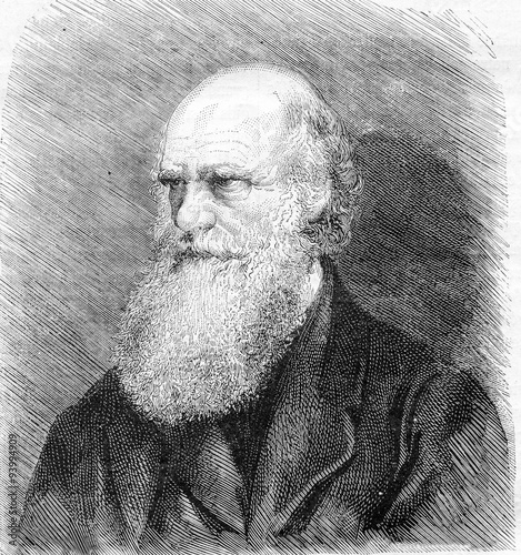 Billede på lærred Charles Darwin died in April of 1882 after a photograph, vintage