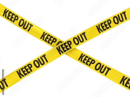 Yellow KEEP OUT Barrier Tape Cross