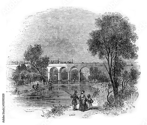 Viaduct, near Watford, london and north western railroad, vintag #93995109