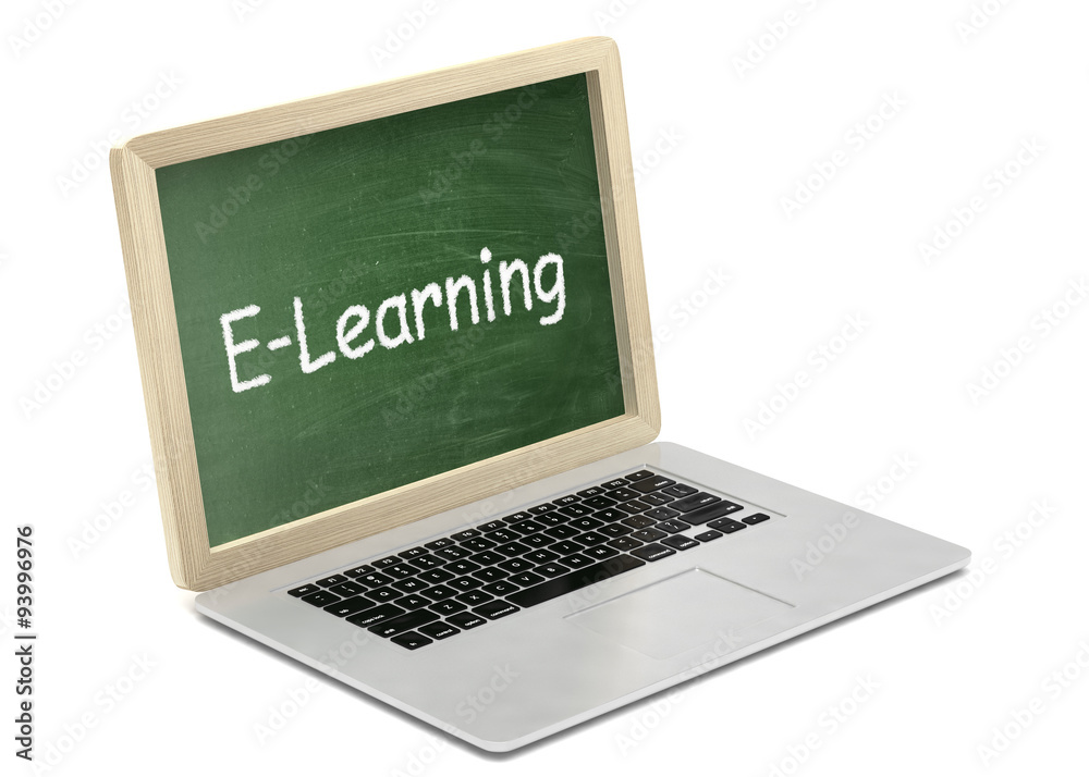 Laptop with chalkboard, e-learning, online education concept Laptop with chalkboard, e-learning, online education concept