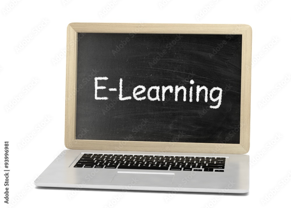 Laptop with chalkboard, e-learning, online education concept Laptop with chalkboard, e-learning, online education concept
