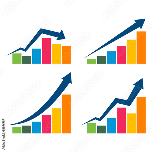Financial Business Fluctuation Arrow Chart Set