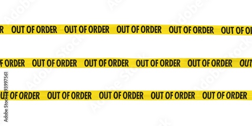 OUT OF ORDER Tape Lines Isolated on White