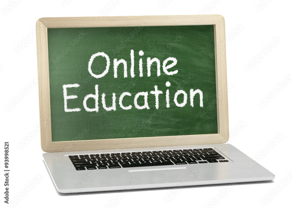 Laptop with chalkboard, online education concept Laptop with chalkboard, online education concept