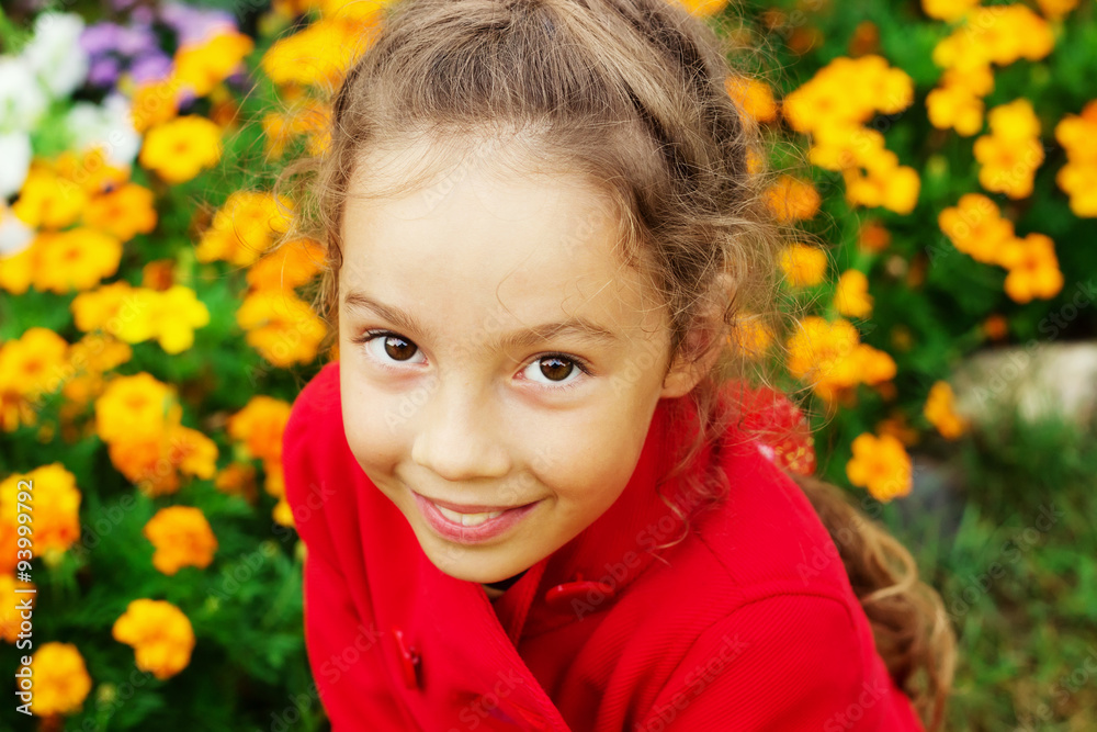 Happy cute little girl having fun at the garden Happy cute little girl having fun at the garden