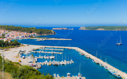 view on city of Pylos and Navarino bay, Greece, Europe