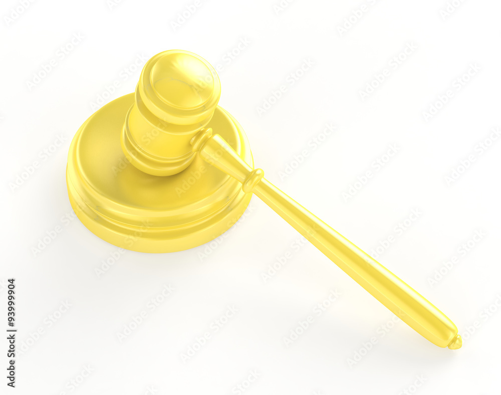 Gold gavel and soundboard isolated on white 3d Gold gavel and soundboard isolated on white 3d