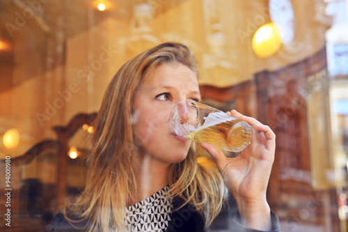 Girl drinking a beer