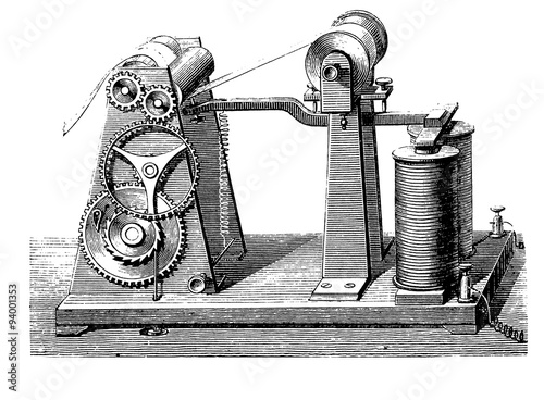 Vintage engraving, Morse's telegraph photo