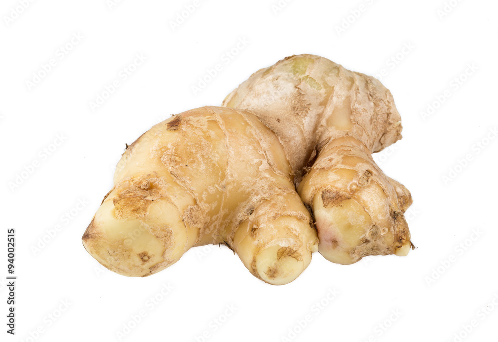 Fresh ginger on white background