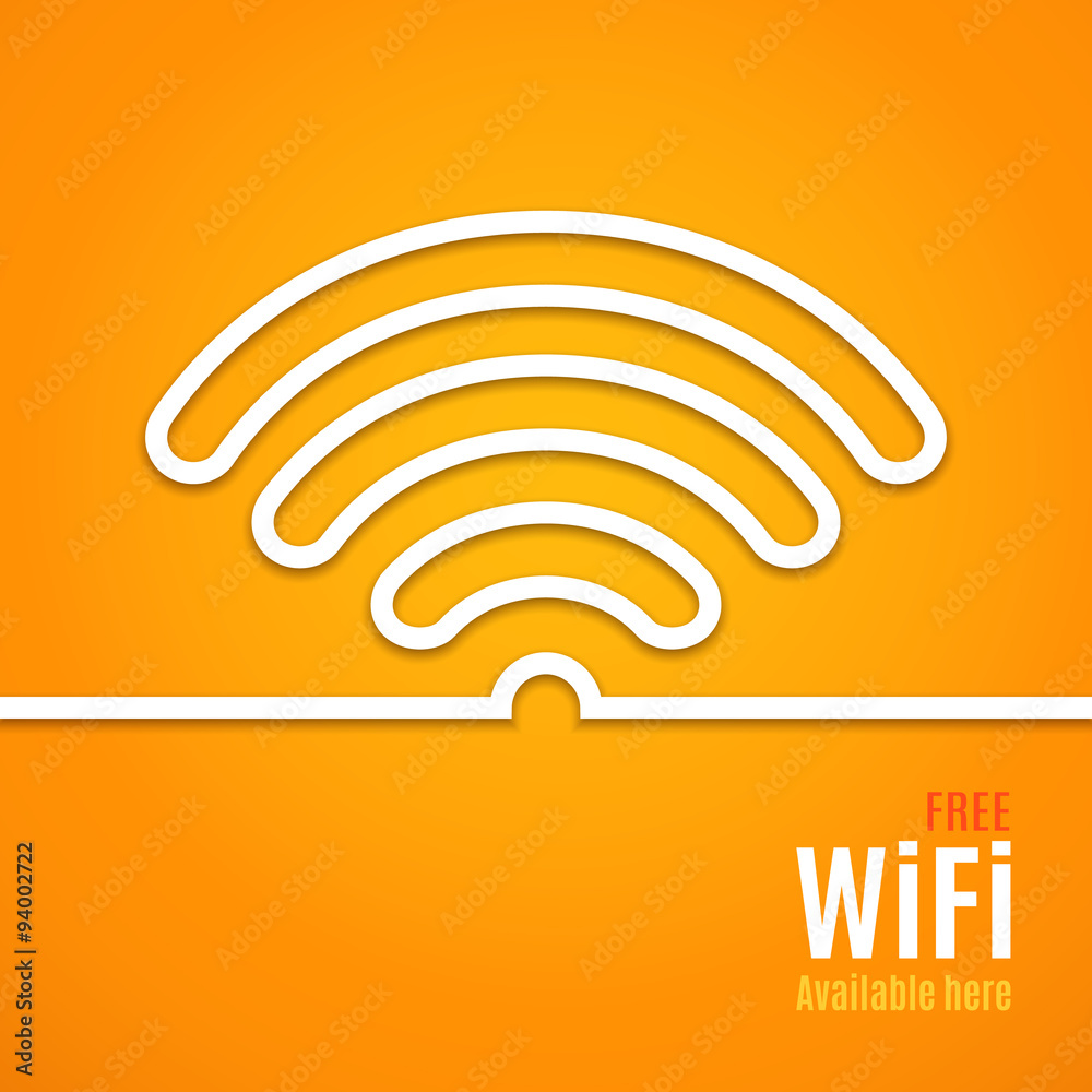 WiFi icon on orange background. Vector illustration WiFi icon on orange background. Vector illustration