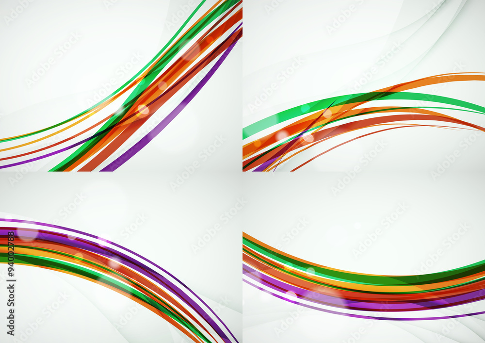 Set of abstract backgrounds. Curve wave lines with light and Set of abstract backgrounds. Curve wave lines with light and