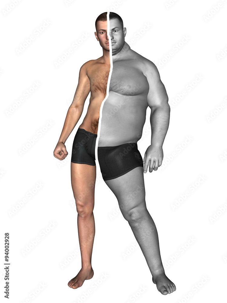 Fototapeta premium Human man fat and slim concept isolated