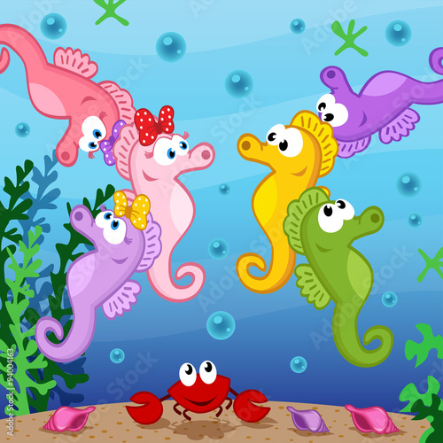 seahorse under sea - vector illustration  eps