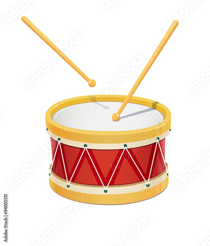 Fotografiet Drum. Music instrument. Eps10 vector illustration. Isolated on