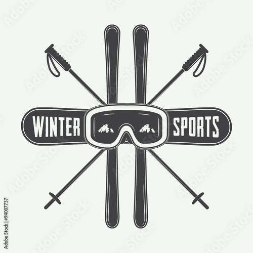 Vintage winter sports logo, badge, emblem and design elements.