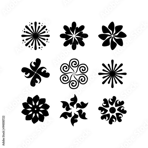 radial vector pattern floral monochrome 2