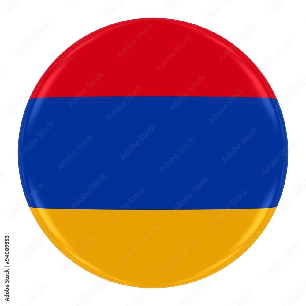 Armenian Flag Badge - Flag of Armenia Button Isolated on White Armenian Flag Badge - Flag of Armenia Button Isolated on White