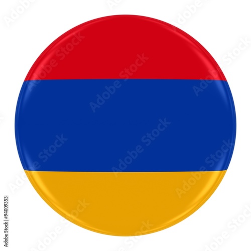 Armenian Flag Badge - Flag of Armenia Button Isolated on White
