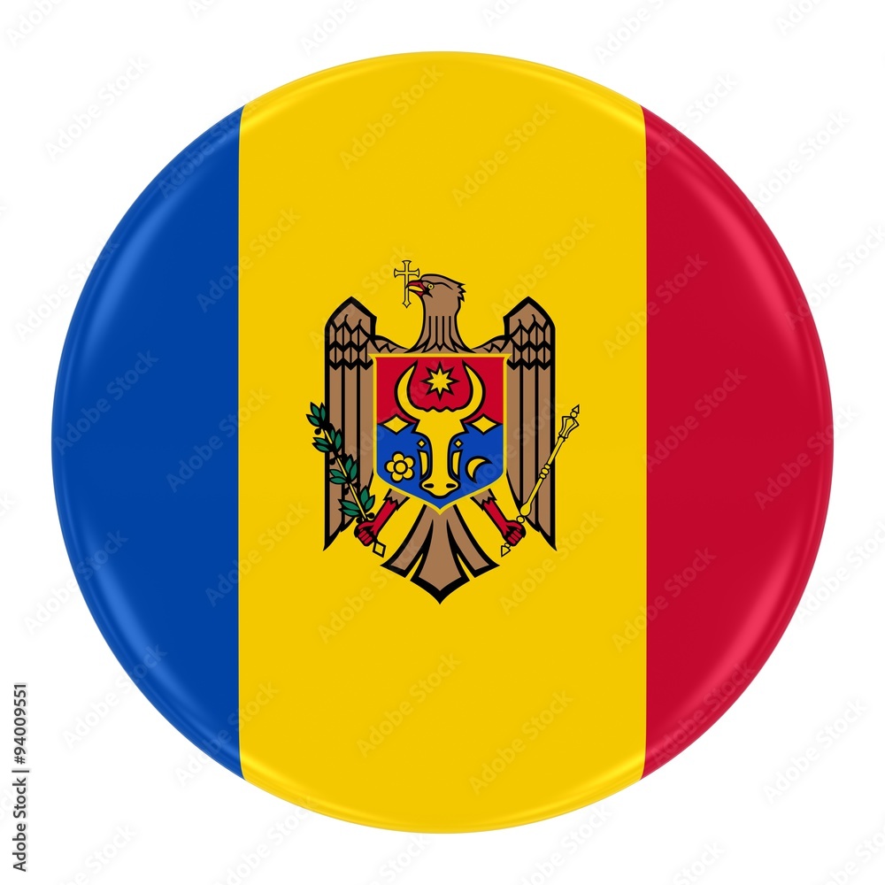 Obraz premium Moldovan Flag Badge - Flag of Moldova Button Isolated on White