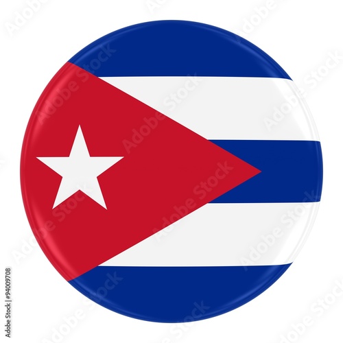 Cuban Flag Badge - Flag of Cuba Button Isolated on White