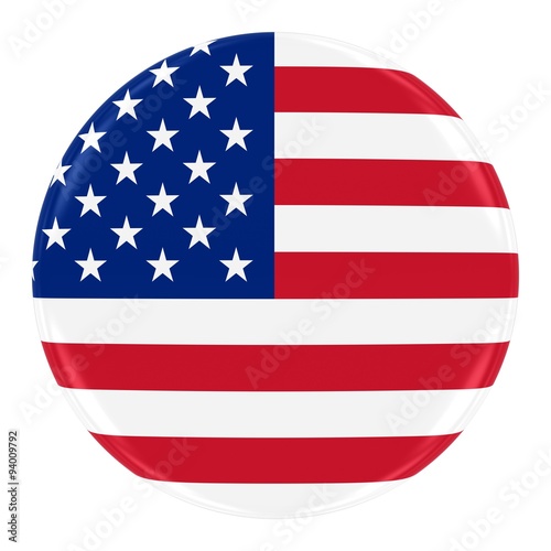 American Flag Badge - Flag of the United States of America Button Isolated on White