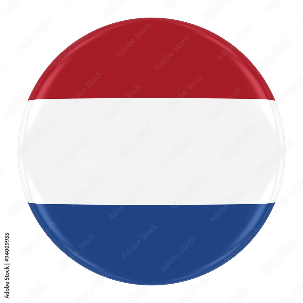 Dutch Flag Badge - Flag of the Netherlands Button Isolated on White Dutch Flag Badge - Flag of the Netherlands Button Isolated on White