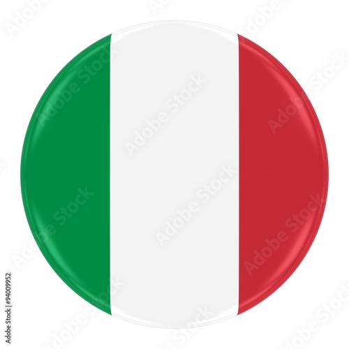 Italian Flag Badge - Flag of Italy Button Isolated on White photo