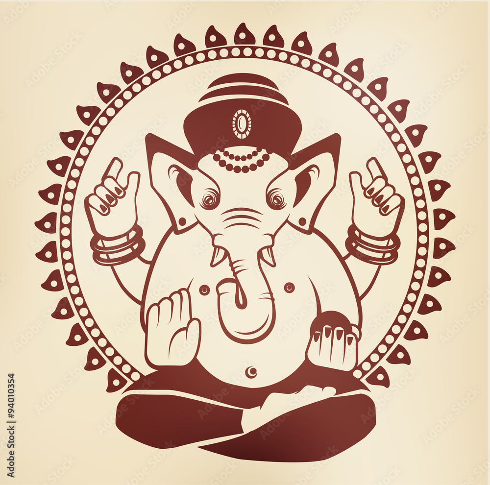 Indian god Ganesha on a beige background