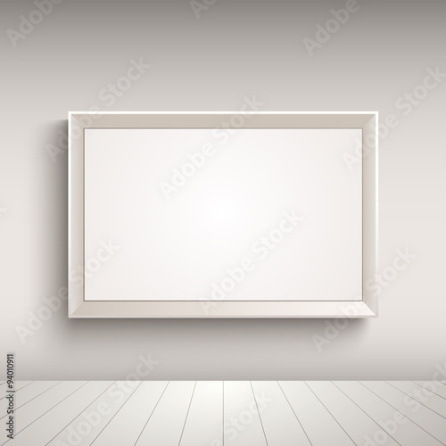 Empty advertising board on the wall template