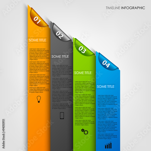 Info graphic with colored stripes and bookmarks template photo