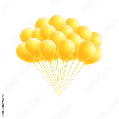Vector bunch birthday or party yellow balloons