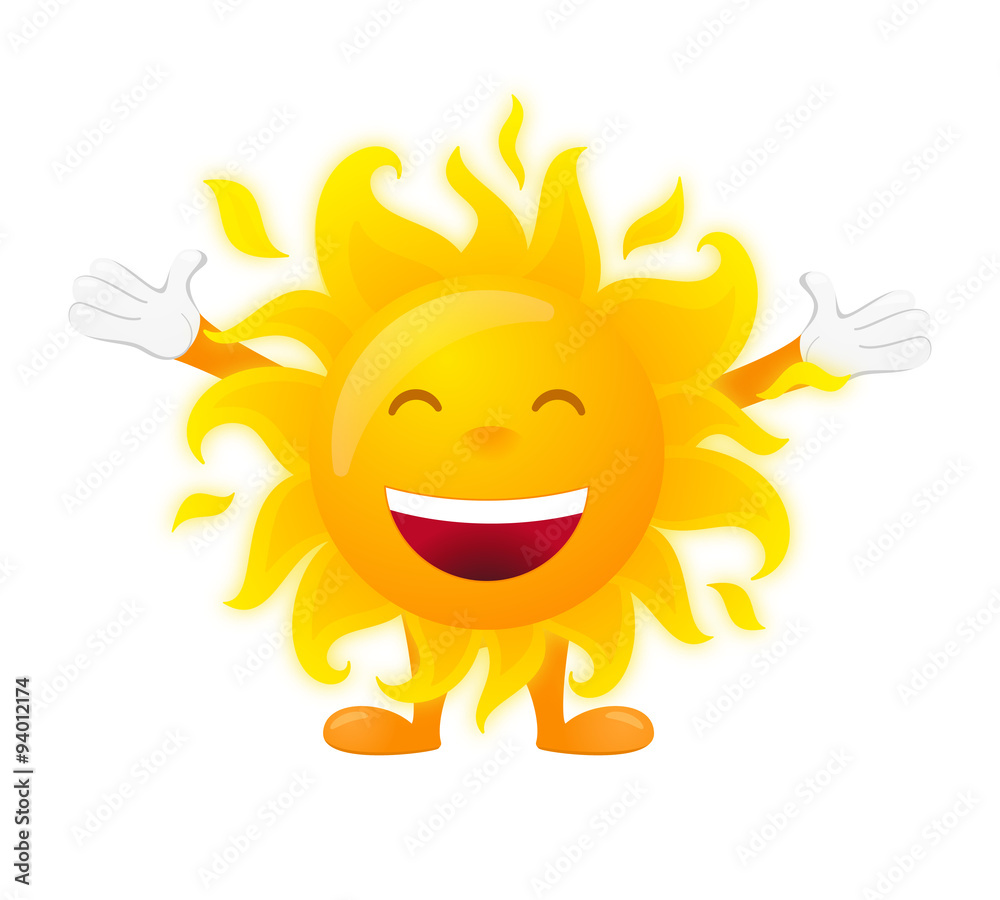 Happy sunny character isolated on white background